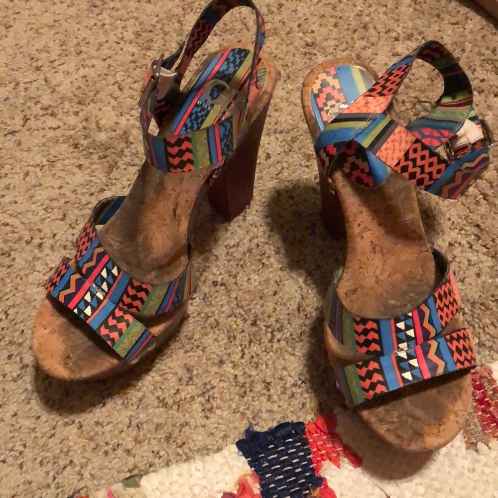 Multi color Gianni Bini wood platforms
